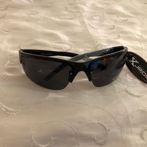 Solar X Semi-Rimless Sport Wrap Sunglasses Black